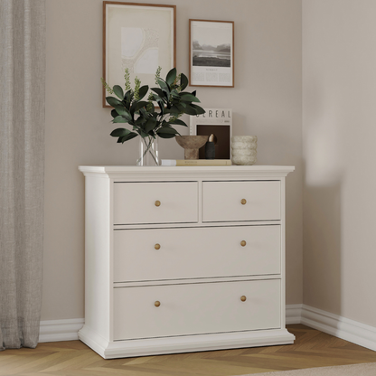 Paris Package - Bedside 2 Drawers + Chest of 4 Drawers + Wardrobe with 2 Doors White - 7014949p1