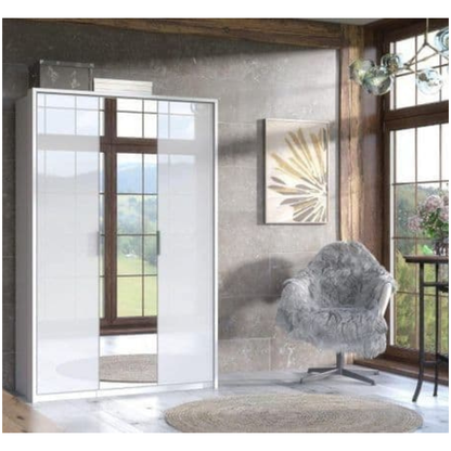 Raydon Wardrobe 3 Door White High Gloss Mirrored - 3153