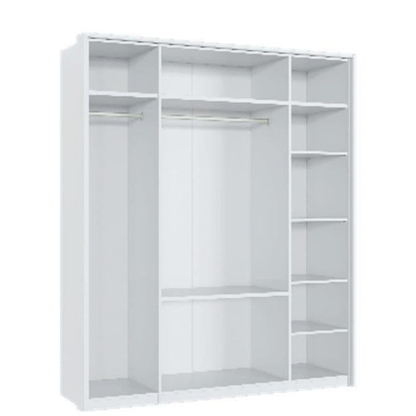 Raydon Wardrobe 4 Door 2 Drawer White High Gloss Mirrored - 3154