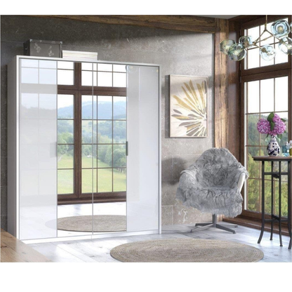 Raydon Wardrobe 4 Door White High Gloss Mirrored - 3155