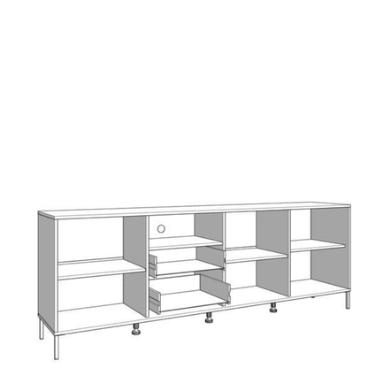 Russell TV Unit Slatted Artisan Oak Effect And Black - 3437