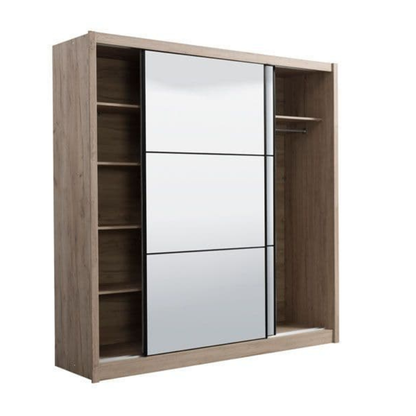 Tewin Wardrobe Artisan Oak Effect Full Mirrored Sliding Door - 3424