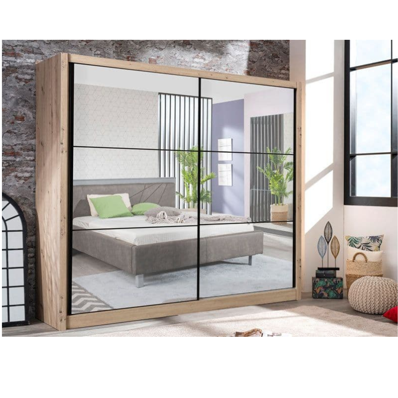 Tewin Wardrobe Artisan Oak Effect Full Mirrored Sliding Door - 3424