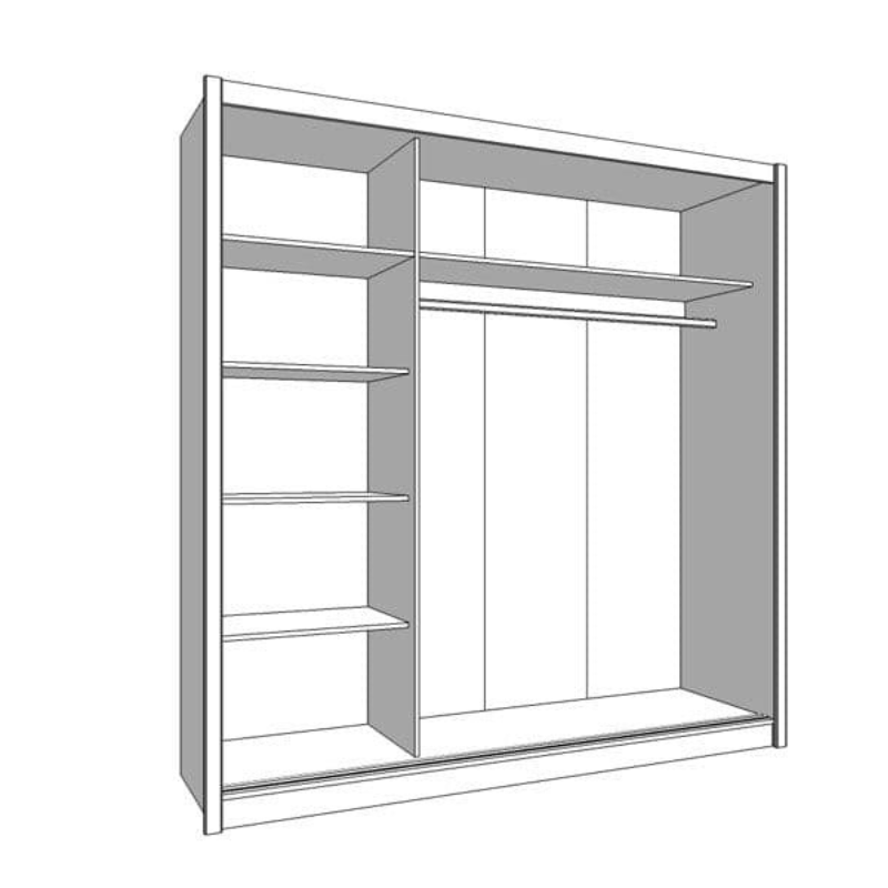 Tewin Wardrobe Artisan Oak Effect Full Mirrored Sliding Door - 3424