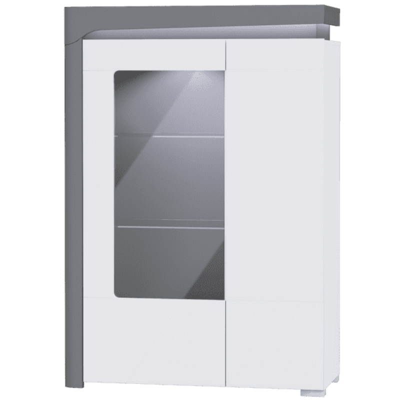 Weeden Cabinet Grey And White Gloss Low Wide Display with LED Lights - 3166